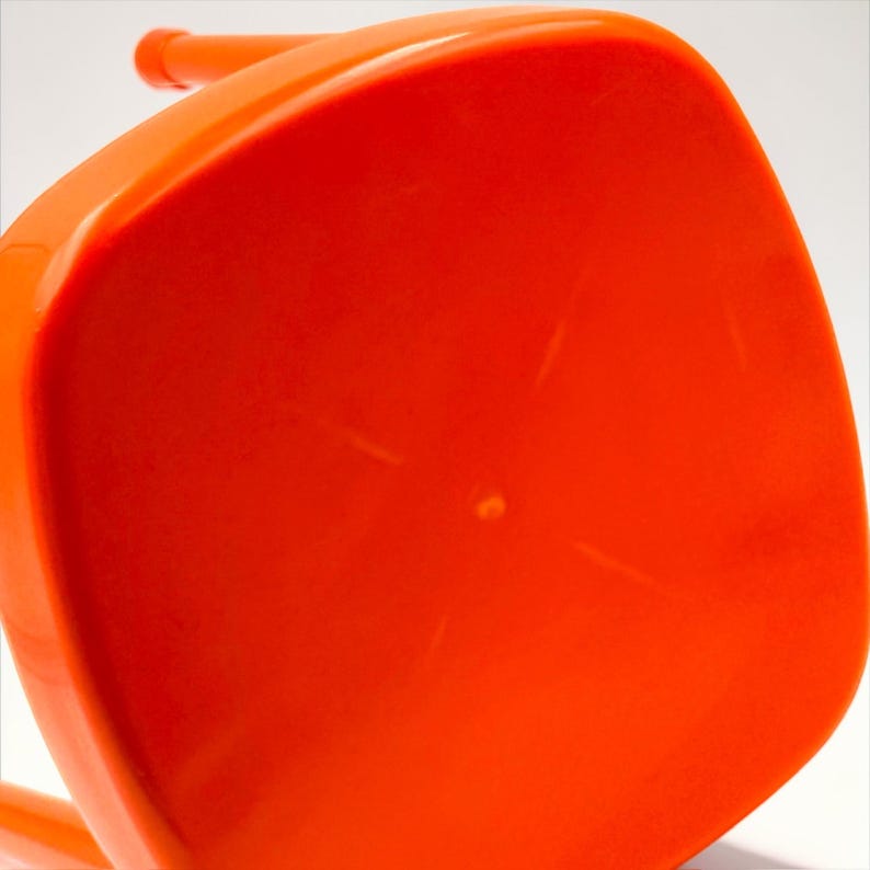 1970s French Orange Vanity Mirror Shelf Stool Modular Set image 18