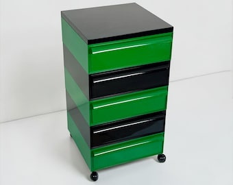 Kartell Drawer Unit Black Green 1970s Simon Fussell Model 4602