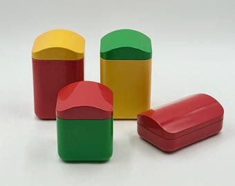 Contenedores modulares de plástico Makio Hasuike Gedy Italia, conjunto de diseño colorido de los años 70