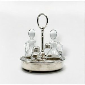 Christofle Fleuron French Condiment Set – Mid-Century Silver Plate & Crystal Glass Tableware 1950s 1960s