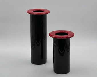 80s Design Ceramic Vases Made in Italy - Black and Red Hues – Retro Elegance Home Decor for Modern Spaces