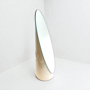 1970s Italian Pop Art Lipstick Mirror: Sculptural White Plastic Vanity Decor