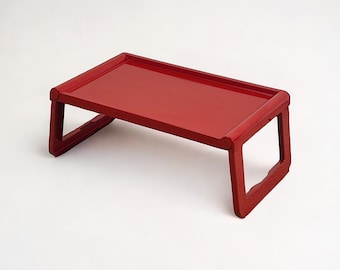 Rare plateau vintage Guzzini « Jolly » par Luigi Massoni - Décoration d'intérieur emblématique des années 1970 - Table à plateau mobile en rouge brillant