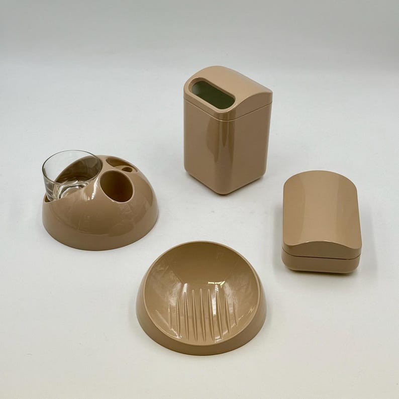 Vintage 1970s Gedy Bathroom Set Taupe ABS by Makio Hasuike Italian Design image 2