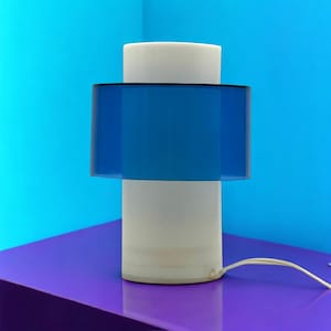 Midcentury Modern Scandinavian Table Lamp 1970s - Retro Color Mid Mod Blue Tone Light
