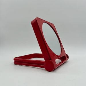 70s Red Plastic Vanity Mirror by Roberto Maderna for Gedy