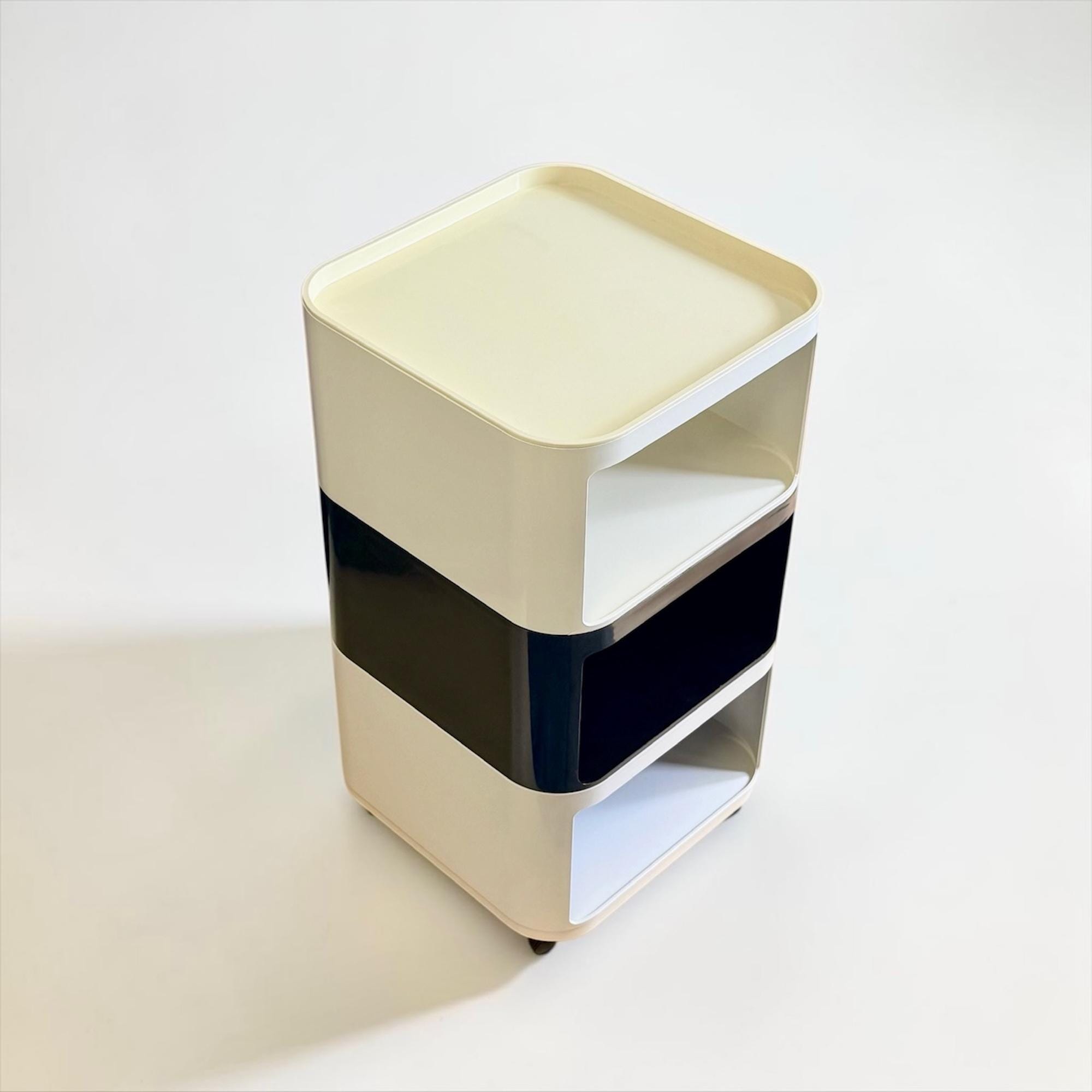 Black White Modular Storage Set of 3 Kartell Componibili 4970 1970s
