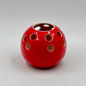 Charmante 70er Keramik Lampe Tarcisio Tosin Style - Rote Nachttisch Ambient Beleuchtung Made in Italy für Vintage Design Interieurs