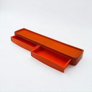 1970s French Orange Vanity Mirror Shelf Stool Modular Set image 9