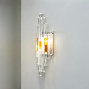 Albano Poli &#39;Linea&#39; Glass Sconce: 1970s Italian Luxury Lighting - Poliarte