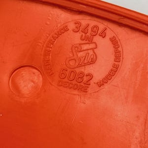 1970s French Orange Vanity Mirror Shelf Stool Modular Set image 13