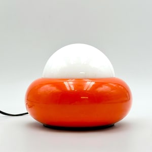 Vintage Orange UFO Table Lamp: 1970s Luci Milano Space Age Light