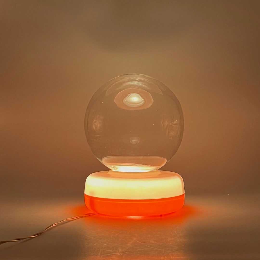 Unique UFO Space Age Glass Bowl Lamp 60s 70s Atomic Era Lamp Orange Ambient Light Flower Decor