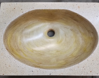 Sandstone basin Concrete Oval Vessel Sink Stone Collection beach theme decor