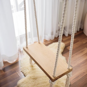 OAK swing for children and adults! BOHO STYLE 60 x 25 cm. Gift, present, real oak, wood, wooden swing, farmhouse swing