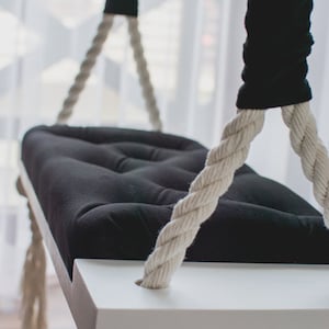 Stylowa czarna huśtawka na linach! LARGE 70 cm Swing for kids. Hustawka dla dzieci. Boho swing, scandi, gift, birthday, HOME SWING, session