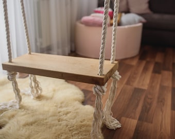 OAK swing for children and adults! BOHO STYLE  Large swing 70 x 25 cm. Present, gift, birthday present, home swing, farmhouse swing