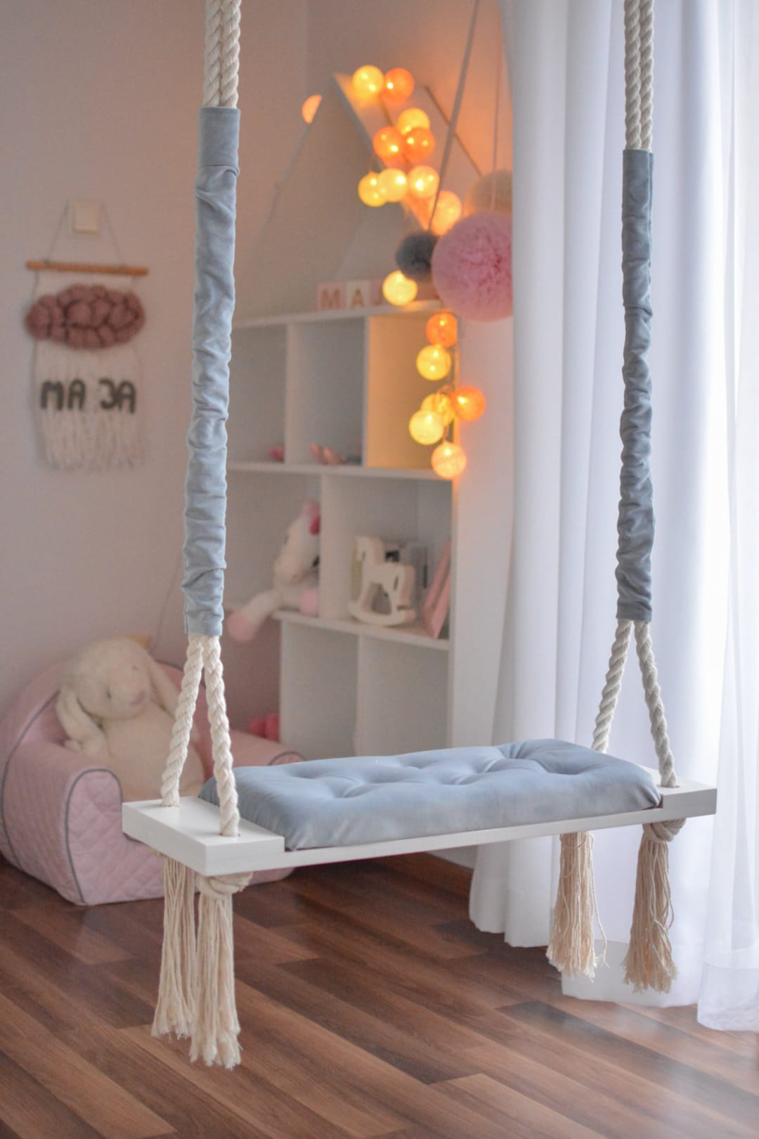 Stylish Swing on Ropes for Children in BLUE GRAY Colour. - Etsy