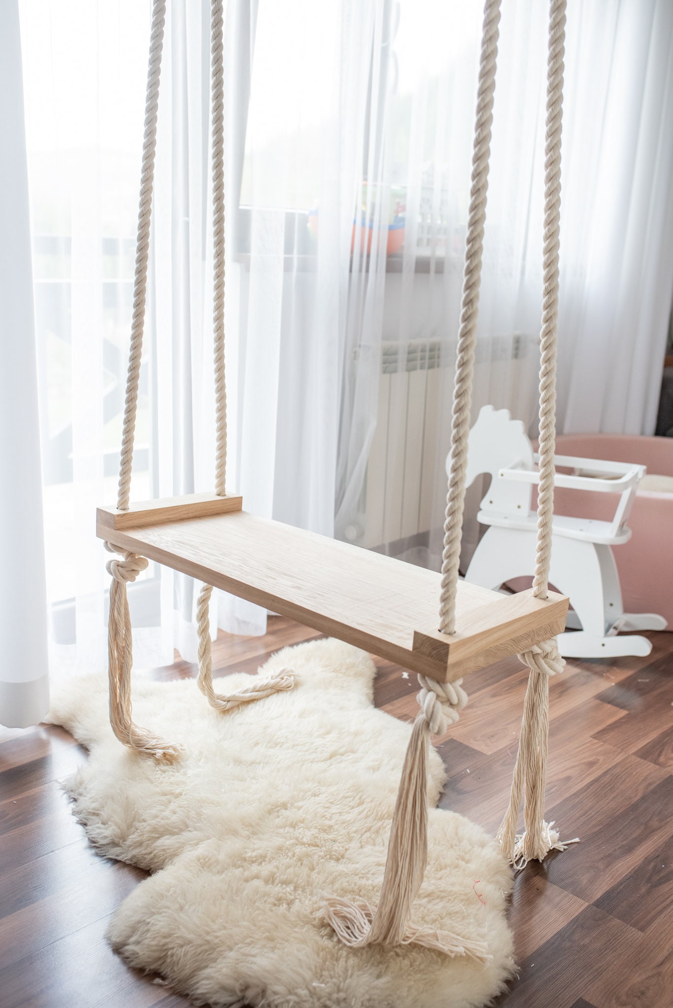 Stylish Swing SMALL 50 Cm on Ropes for Children. Boho Swing