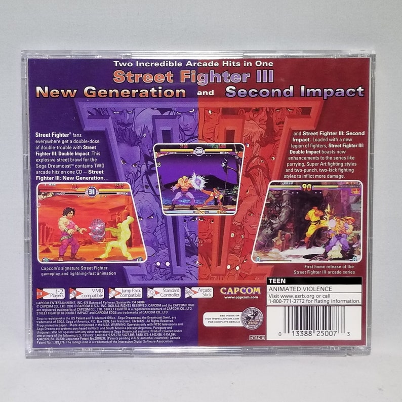 Full Manual -- Street Fighter III Disc Insert Case Double Impact Reproduction for Sega Dreamcast