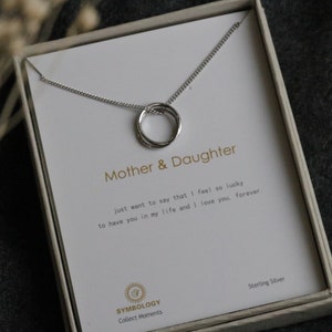 925 Silver Stacked Circle Necklace, Mother Daughter Minimalist Necklace, Gift For Her, Mother Daughter Gift, Family Gift, Wedding Gift,