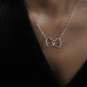 18K Rose Gold Interlocking Heart Necklace: Crystal Mum Jewelry