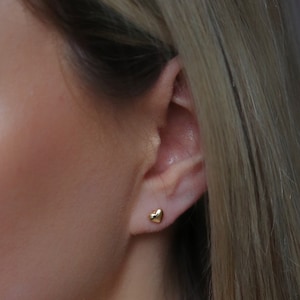 Gold Vermeil Heart Studs: Dainty 925 Silver Love Earrings
