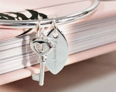 Key To My Heart Bangle with Silver Key Charm, Symbology, Symbol Bangle, Sentimental, Anniversary, Birthday, Girlfriend,Best wife(Gift boxed)