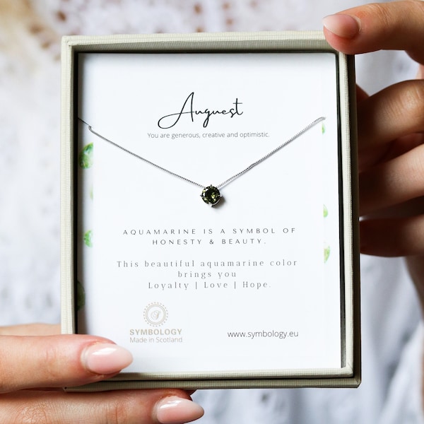 August Birthstone Necklace Handcrafted with Swarovski® Crystals / Peridot CZ Crystal Pendant / Valentines Gift For Her / Mother's Day Gift