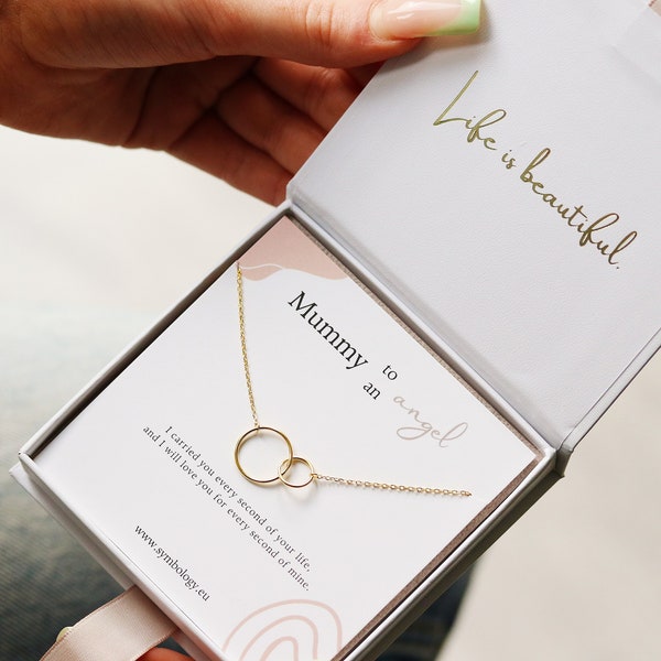 Miskraam ketting cadeau voor haar, Sterling Zilver onderling verbonden cirkel doodgeboren geschenk, zwangerschap verlies sterfgeval geschenk, Mama van een engel