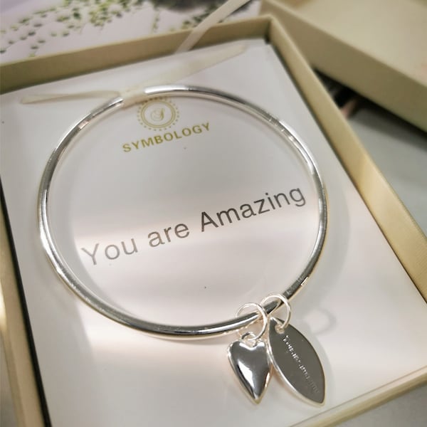 Brazalete de encanto de plata, eres un brazalete increíble con encanto de corazón de amor de plata, pulsera de simbología, regalo sentimental del día de San Valentín para ella