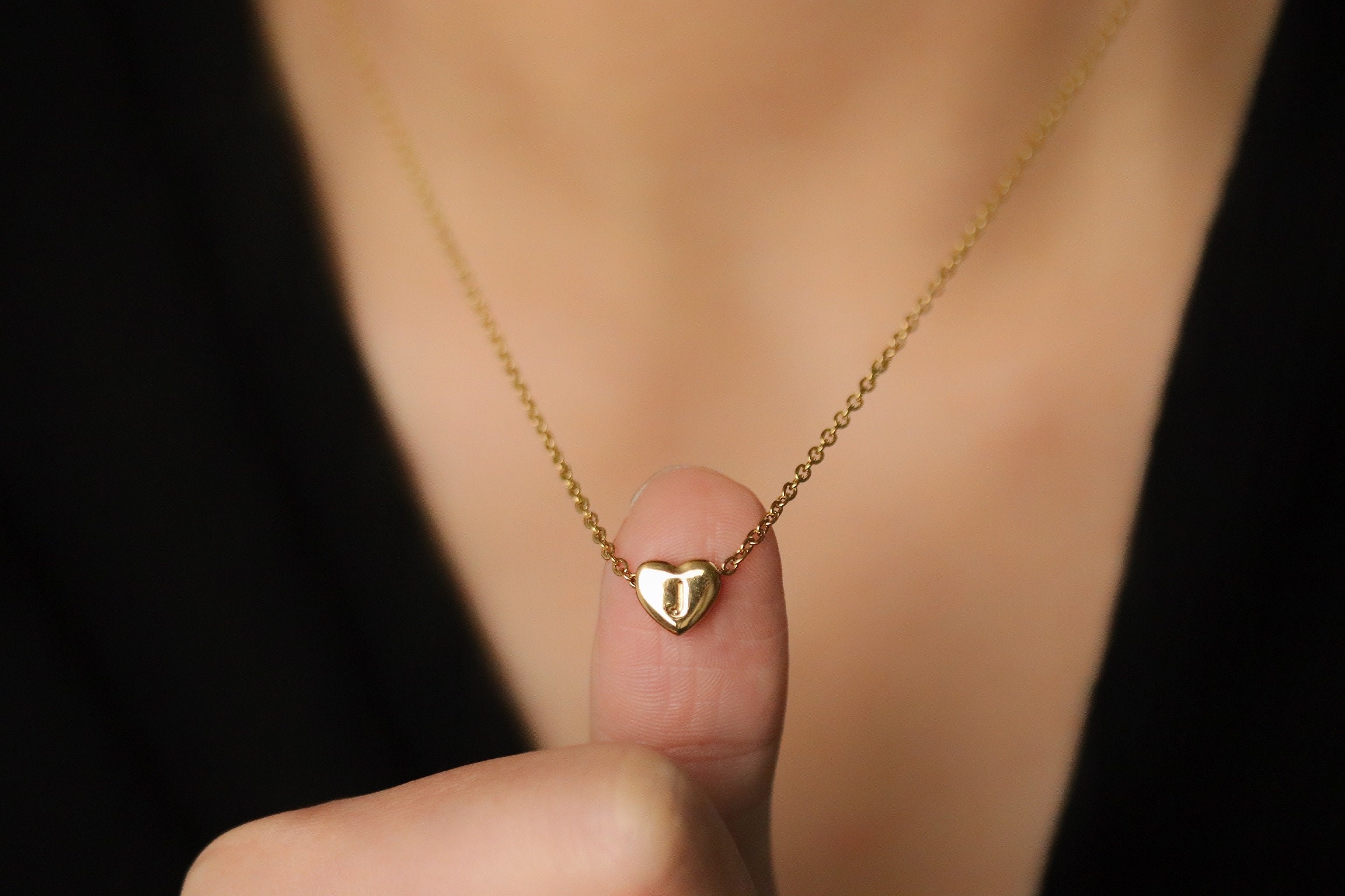 CDE Collana da donna a forma di cuore, in oro rosa, con