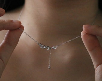 Dainty Leaf Necklace: Minimalist Forest Wedding Jewelry Gift