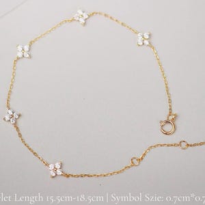 Gold Four Leaf Clover Bracelet: 925 Sterling Silver Dainty Stacking Choker image 7