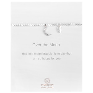 Over the Moon, Silver beads Moon Bracelet, Symbology Symbol Bracelet, I Love You, Sentimental Gift,Thank You Gift, Moon Bracelet(Gift boxed)