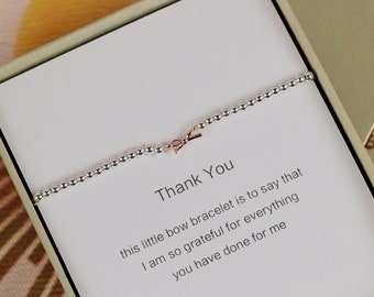 Silver Bead Bow Bracelet: Sentimental Thank You Gift