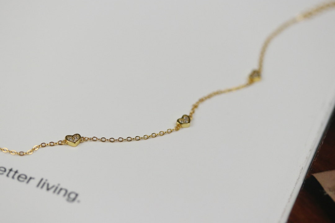 Gold on Sterling Silver 'Chunky' 9mm Heart link CZ Bracelet main image 0