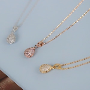 Teardrop Cubic Zirconia Necklace: 18K Gold Plated Pendant, Friendship Gift