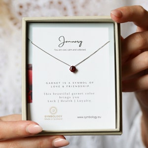 January Birthstone Necklace / 18K White Gold Plated Garnet Crystal Pendant Handcrafted with Swarovski® Crystals / Valentines Gift For Her