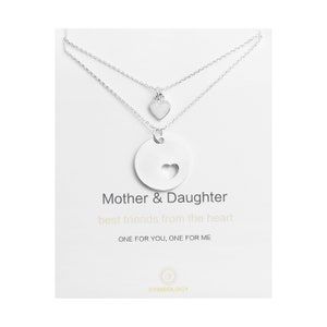 Mother Daughter Necklace • Silver Birthstone Necklace • Mothers Day Necklace • Mother Daughter Gift • Initial Necklace Set • Gift for Her