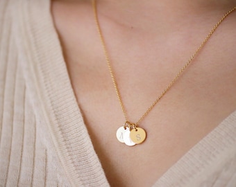 Gold Initial Necklace, Personalized Sterling Silver Family Name Keepsake Pendant, Mothers Daughter Christmas Necklace