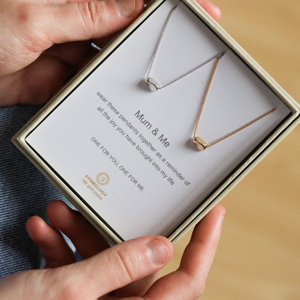 Personalised Mum and Me Pebble Necklace Set, Dainty Molten Pendant Necklace, Gift for Her, Christmas gift for mum/mother/daughter/new mum