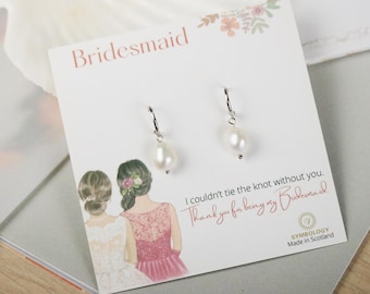 Sterling Silver Pearl Earrings: Bridesmaid Proposal Gift