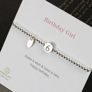 Children&#39;s Silver Bead Personalised Bracelet, Kids Initial Bracelet, 4th 5th 6th 7th 8th 9th 10th 11th 12th 13th 14th Birthday Gift for Her