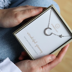 18K Gold Plated Moon and Star Necklace: Granny Gift
