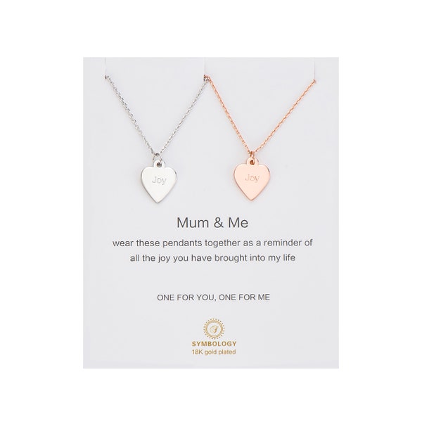 Mother's Day Gift, Mum & Me Necklace,Duo Necklace,Silver and Rose gold pendant charm, Symbology, Mother's Day, Mom Birthday Gift(Gift boxed)