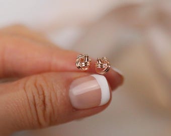 925 Silver Wedding Earrings, Gold Love Knot Earrings