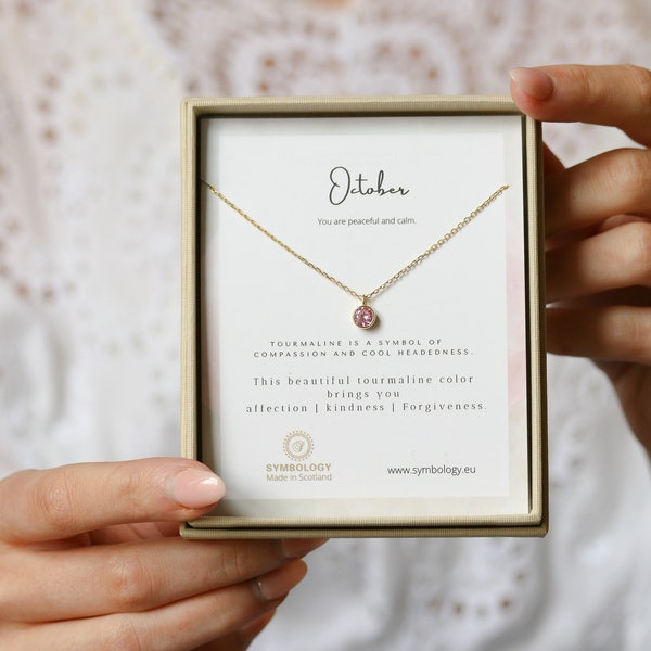 October Birthstone Necklace Handcrafted with Swarovski Crystals / Rose Quartz Crystal Pendant / SYMBOLOGY Valentines Gift for Her