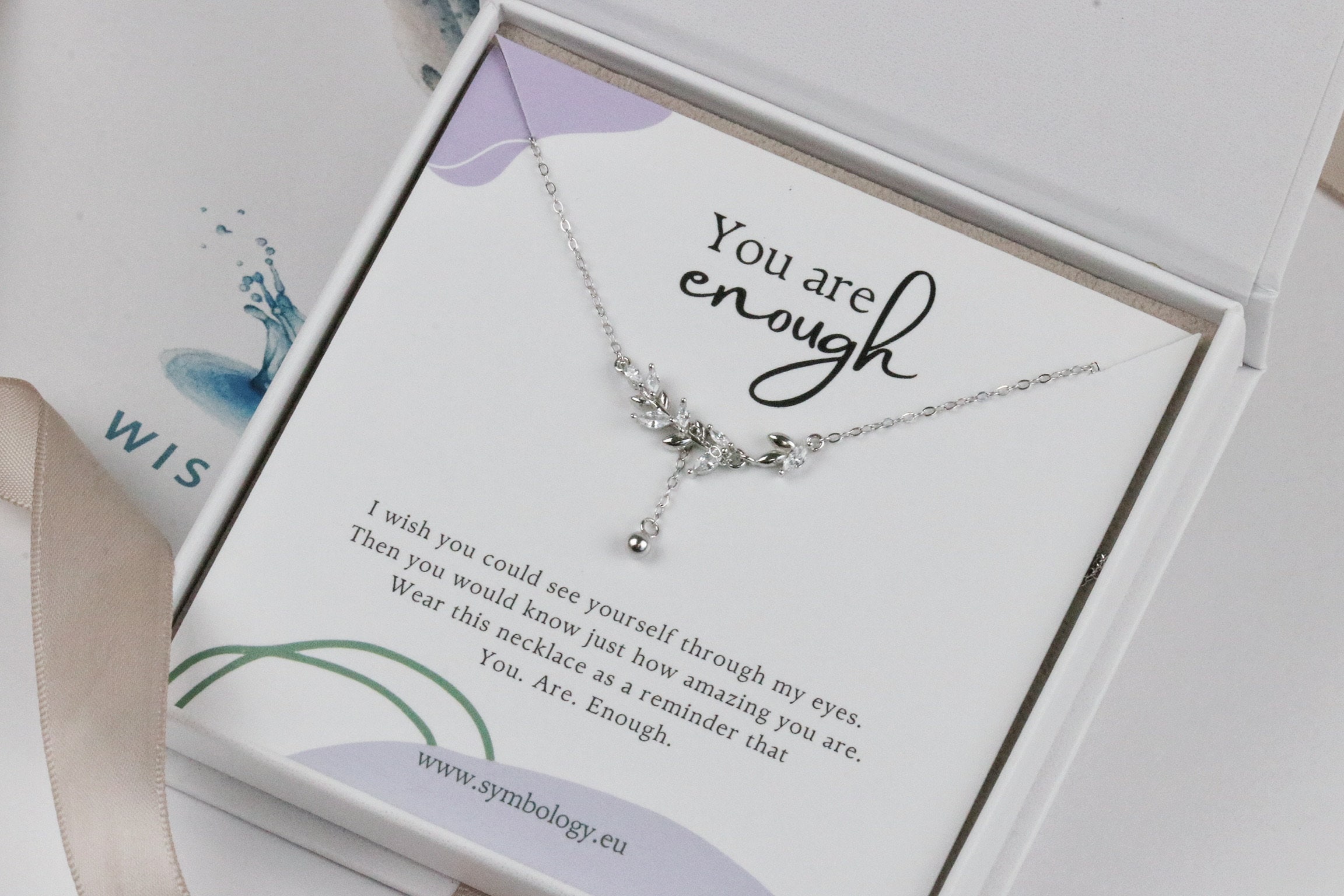 You Are Enough Necklace, Gold Leaf Necklace, Self-Love Gift, Inspirational Jewelry for Her, Gift For Friend, Support Gift, Tough Times Gift