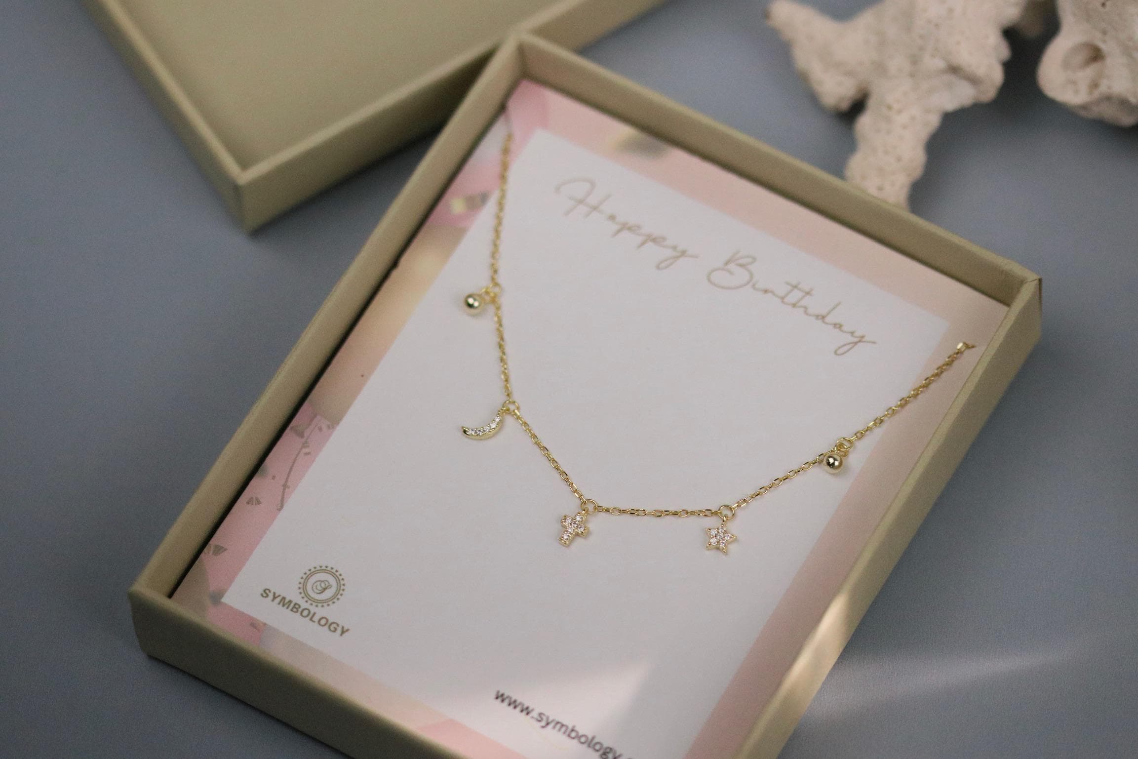 彼女への誕生日プレゼント、スターリングシルバーのムーン＆スター 